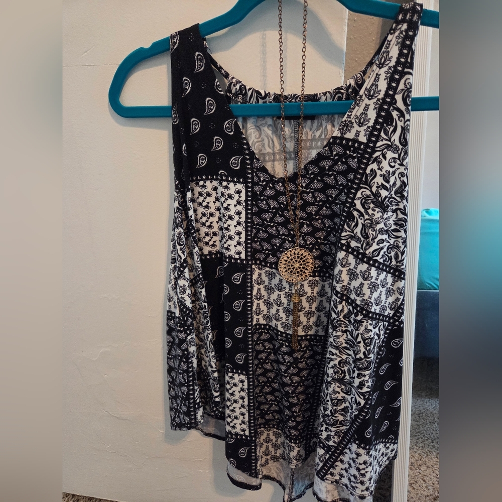 Black and White Patchwork Tank Top